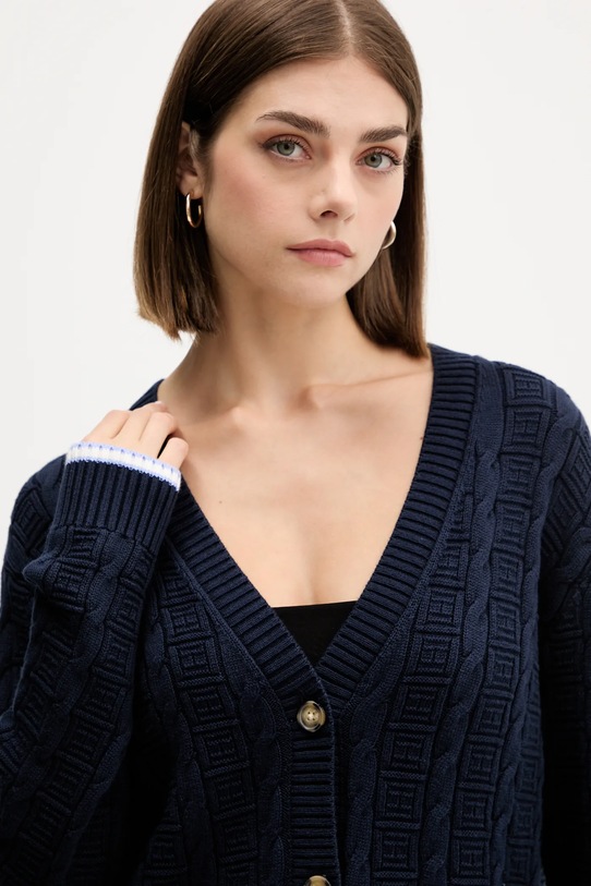 Tommy Jeans kardigan bawełniany granatowy DW0DW21681