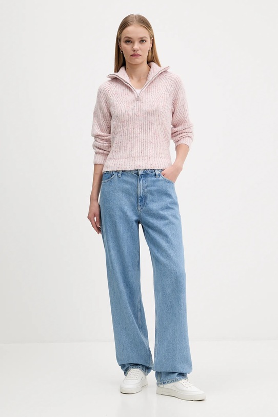 Πουλόβερ με προσθήκη μαλλιού Tommy Jeans DW0DW21686 ροζ AW25
