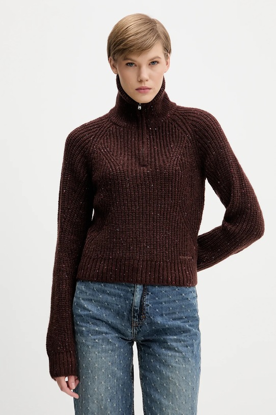 Pulover z dodatkom volne Tommy Jeans Debela rjava DW0DW21686
