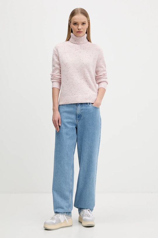 Tommy Jeans sweter z dodatkiem wełny DW0DW21687 różowy AW25