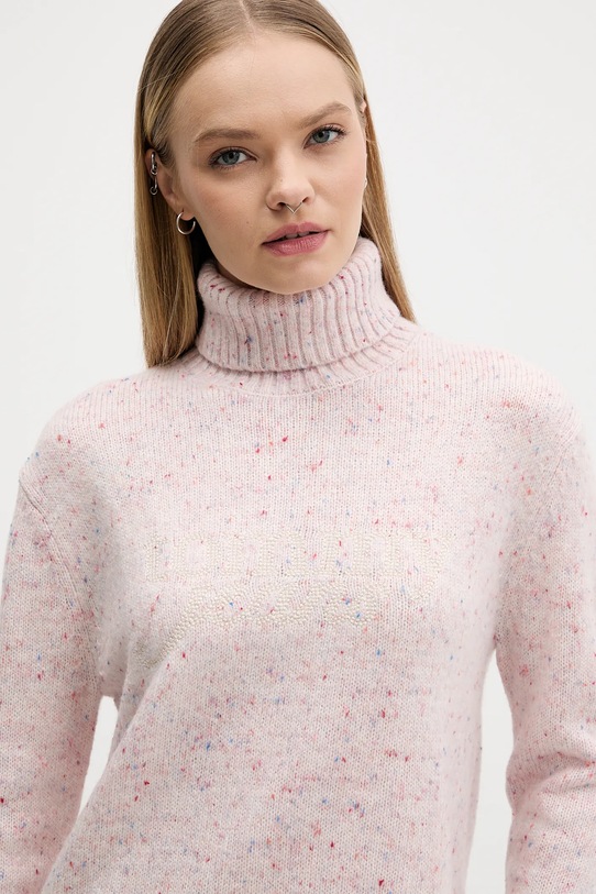 Tommy Jeans sweter z dodatkiem wełny różowy DW0DW21687