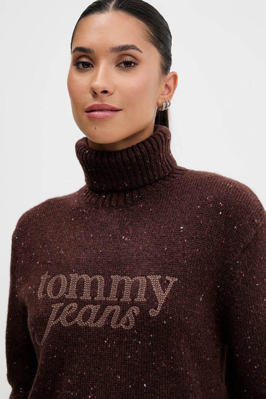 Tommy Jeans sweter z dodatkiem wełny brązowy DW0DW21687