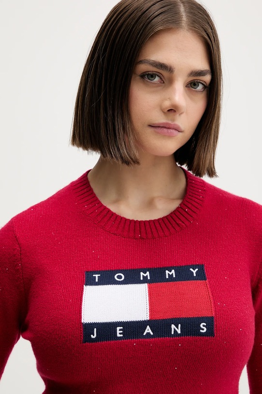 Πουλόβερ Tommy Jeans κόκκινο DW0DW21690
