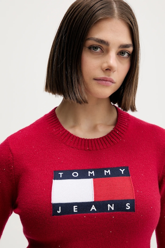 Πουλόβερ Tommy Jeans κόκκινο DW0DW21690