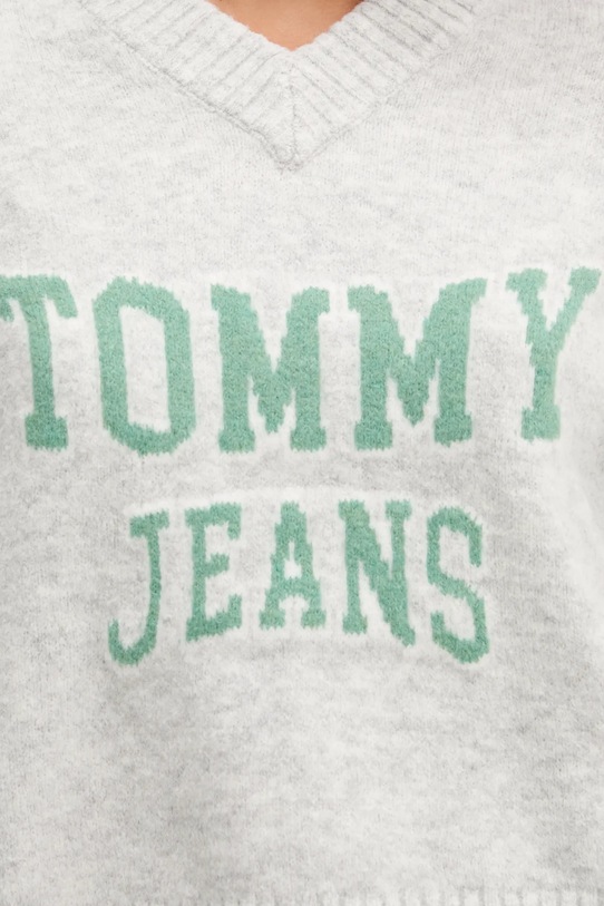 Pulover s dodatkom vune Tommy Jeans siva DW0DW21711