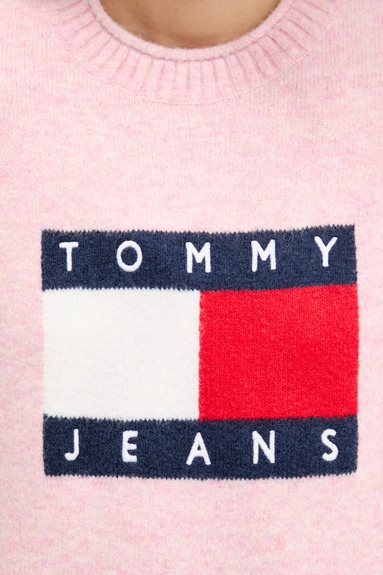 Пуловер от вълна Tommy Jeans DW0DW21782 розов