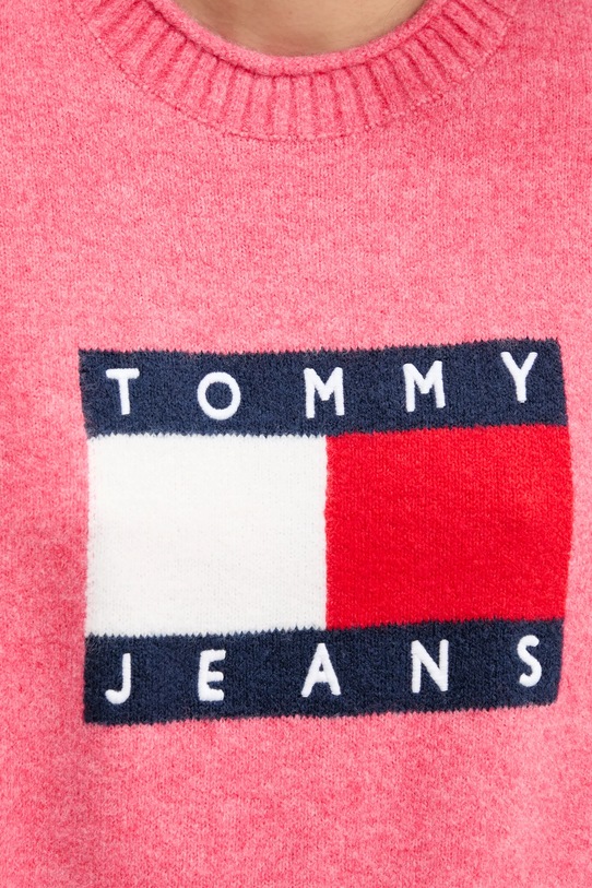 Tommy Jeans sweter z dodatkiem wełny DW0DW21782 różowy