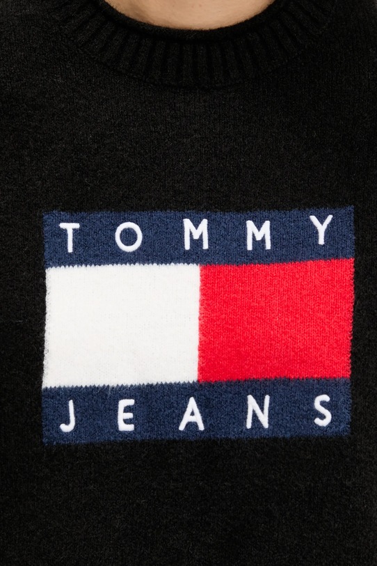 Πουλόβερ με προσθήκη μαλλιού Tommy Jeans DW0DW21782 μαύρο