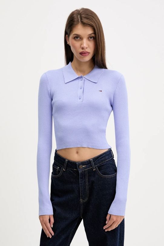 Tommy Jeans maglione colletto abbottonato violetto DW0DW21829