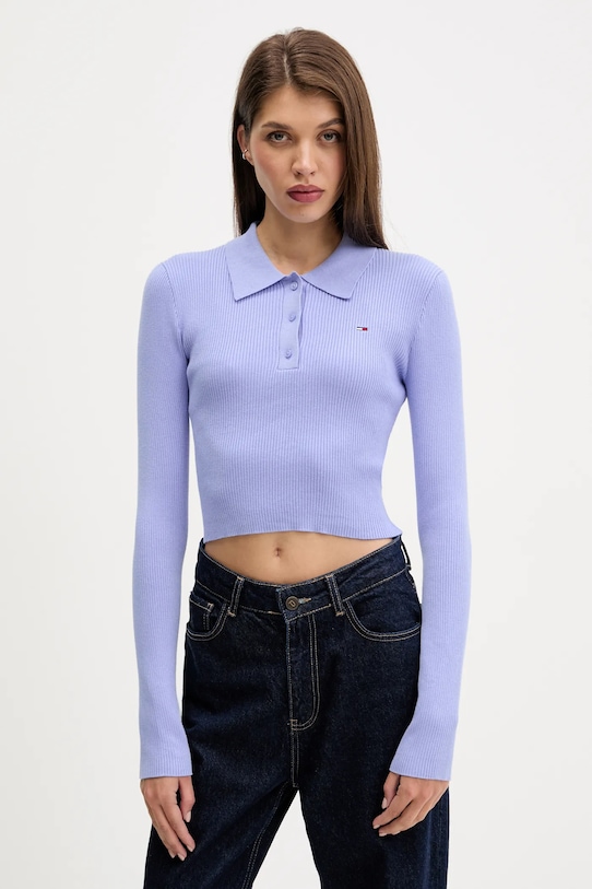 Πουλόβερ Tommy Jeans άλλο μωβ DW0DW21829