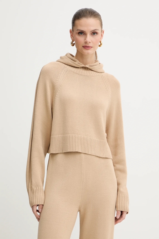 Пуловер с вълна Armani Exchange полуполо бежов XW000767.AF13774