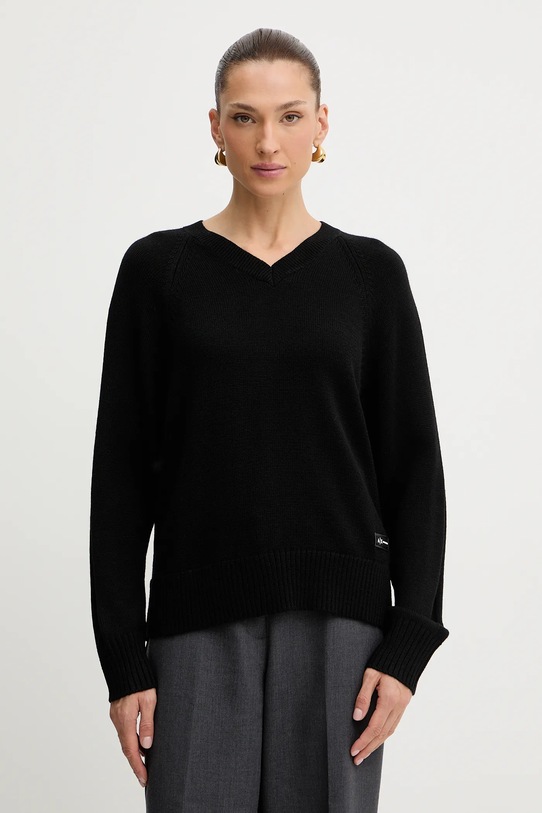 Armani Exchange pulover din amestec de lână subtiri negru XW001335.AF13774