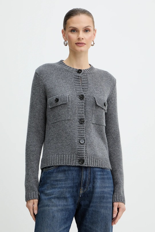 Weekend Max Mara kardigan wełniany OLBIA wełna szary 2525346032600