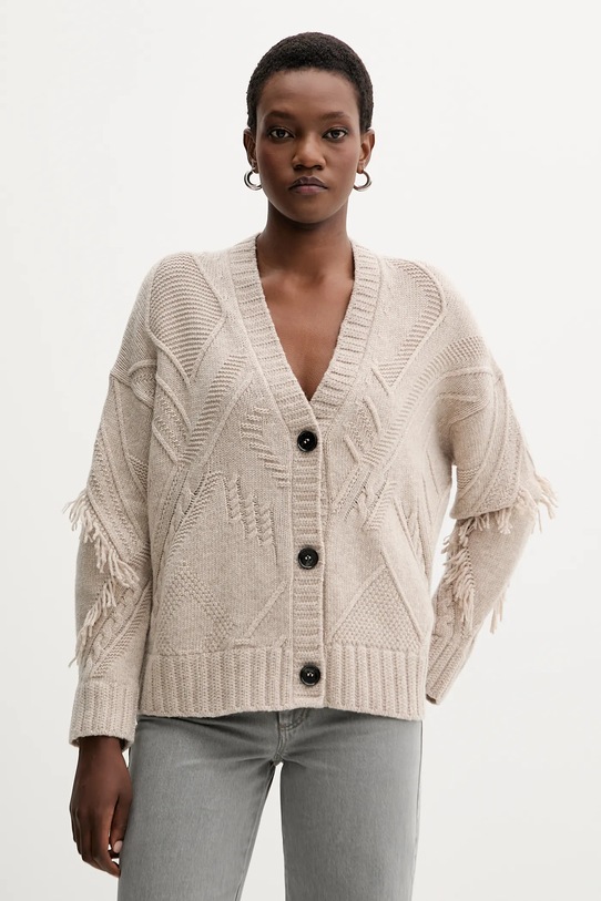 Weekend Max Mara cardigan din lână STALLO melanj bej 2525346052600