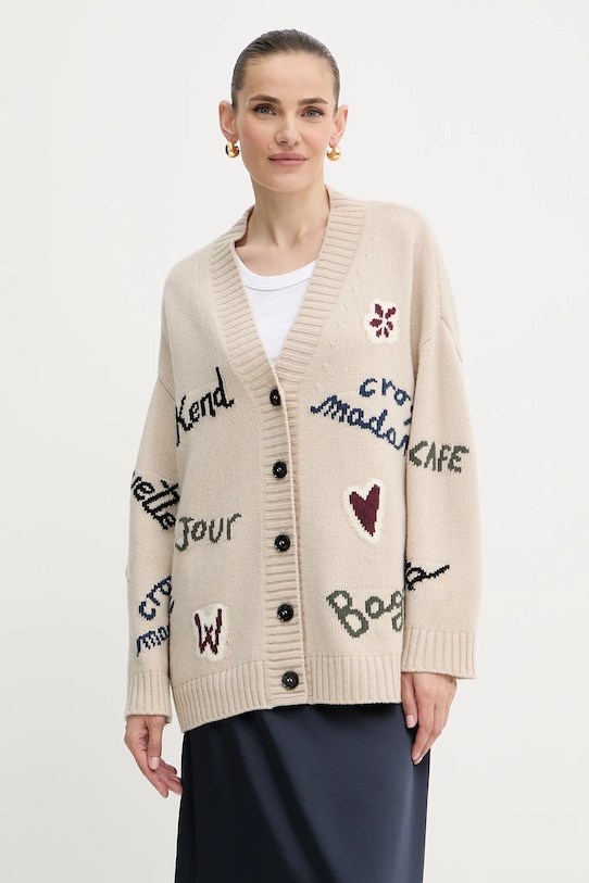 Weekend Max Mara kardigan wełniany BELGIO wełna beżowy 2525346082600