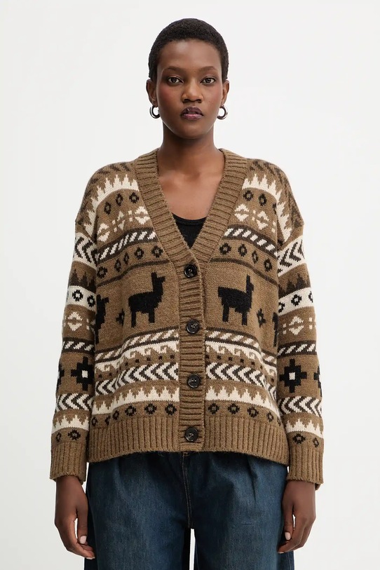 Weekend Max Mara cardigan de lână OVATTA cu modele verde 2525346092600