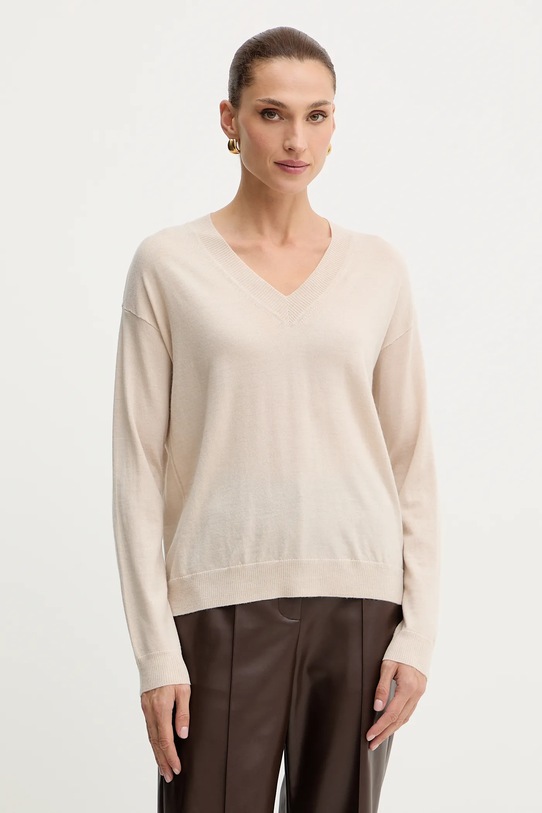 Шерстяной свитер Weekend Max Mara FIOCCHI тонкий бежевый 2525366042600