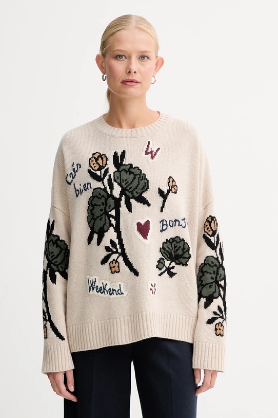 Μάλλινο πουλόβερ Weekend Max Mara PAVIDI μαλλί μπεζ 2525366262600