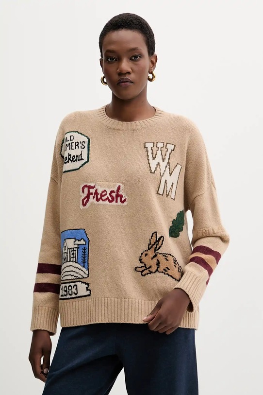 Weekend Max Mara pulover de lână PAVIDI subtiri bej 2525366262600