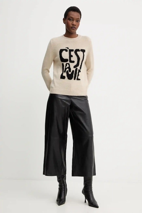 Weekend Max Mara sweter z wełną NITRA 2525366292600 beżowy AW25