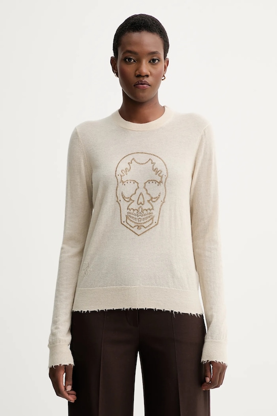 Πουλόβερ κασμίρ ZADIG&VOLTAIRE μαλλί μπεζ KWSW02805