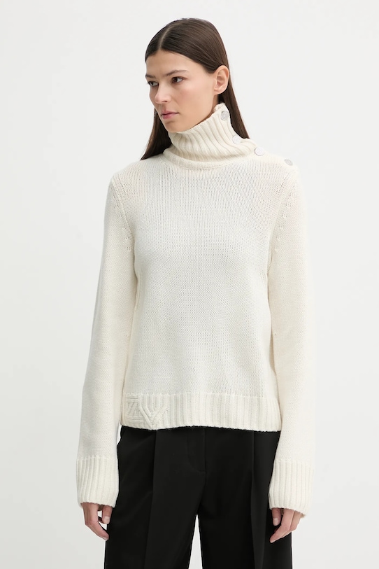 ZADIG&VOLTAIRE sweter kaszmirowy wełna beżowy KWSW02923