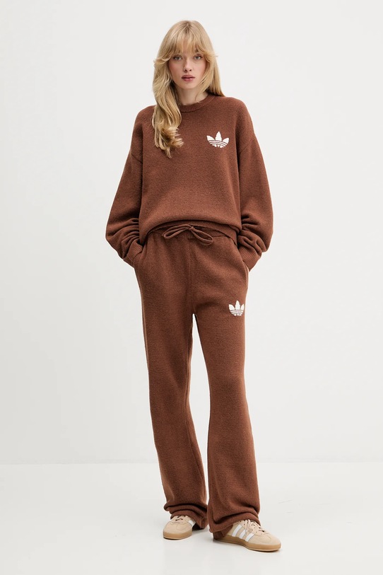 adidas Originals spodnie dresowe z domieszką wełny Knitted Pants KF2535 brązowy AW25