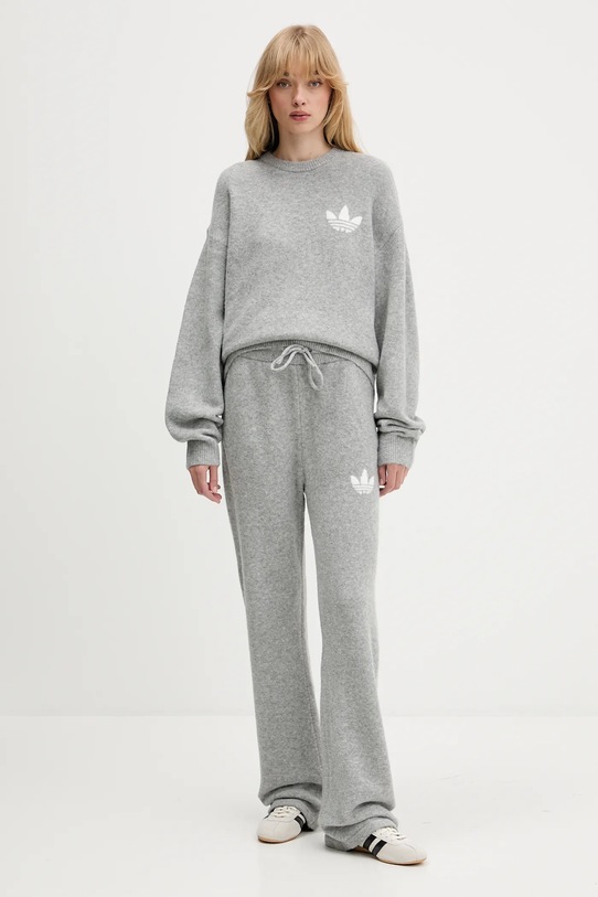 Φούτερ με μείγμα από μαλλί adidas Originals Knitted Pants KF2534 γκρί AW25