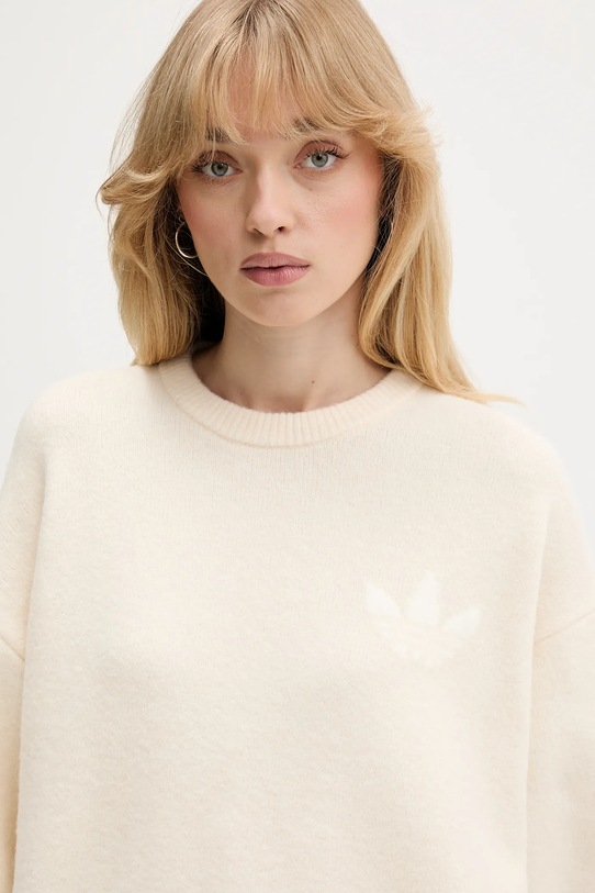adidas Originals sweter z domieszką wełny Knitted Sweater beżowy KF2339