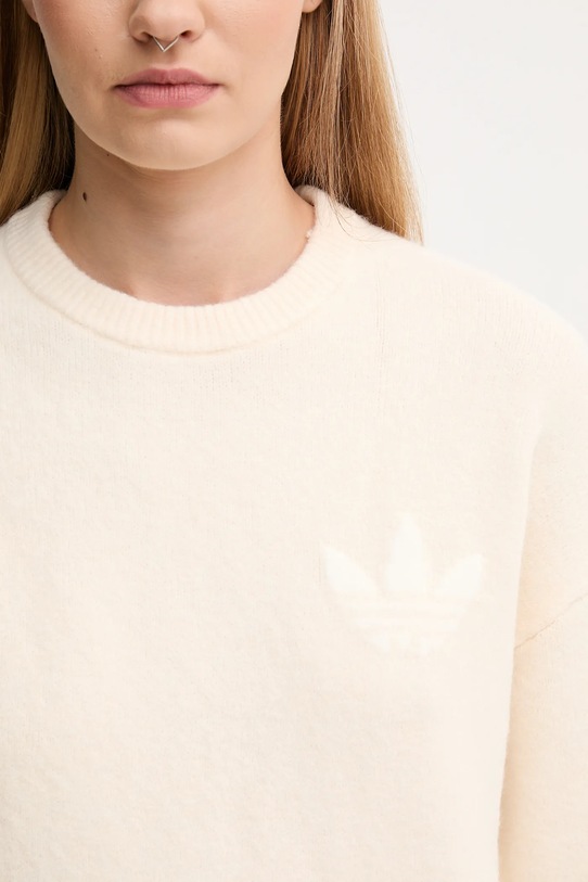 Svetr z vlněné směsi adidas Originals Knitted Sweater béžová KF2339