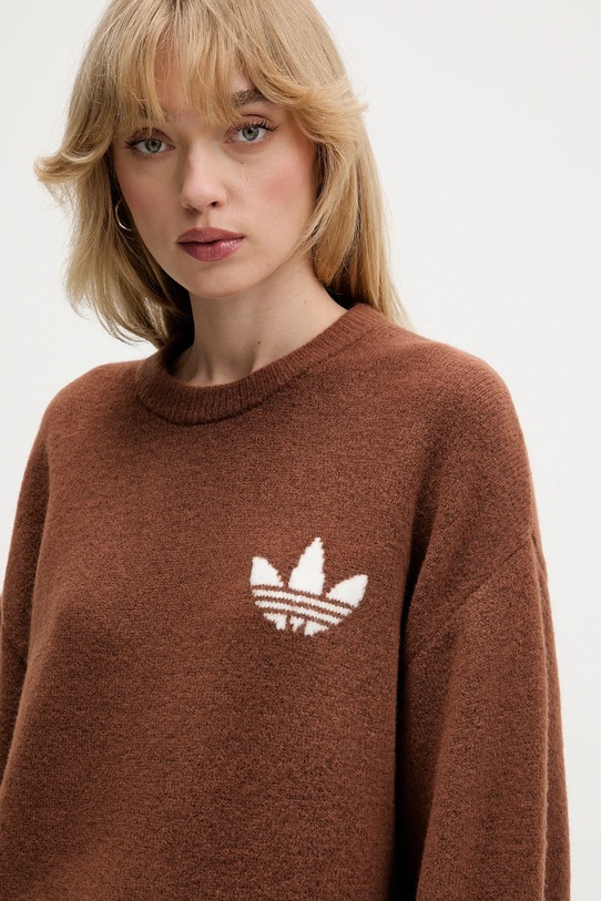 Pulover s dodatkom vune adidas Originals Knitted Sweater smeđa KF2340