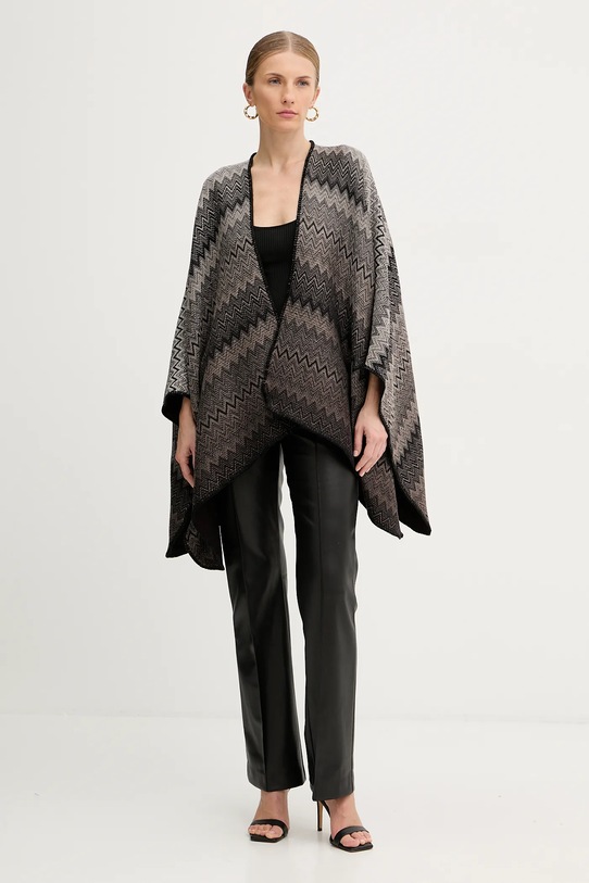 Missoni poncho wełniane MA80WODA420 brązowy AW25