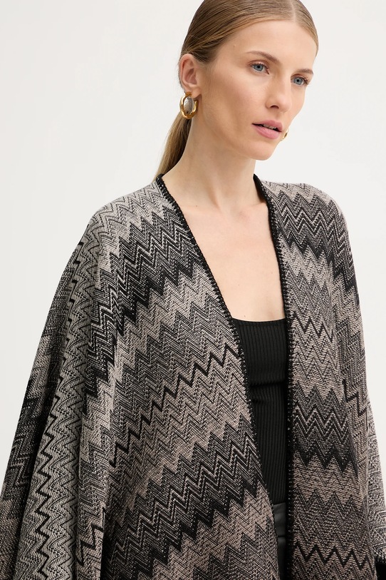 Missoni poncho wełniane brązowy MA80WODA420