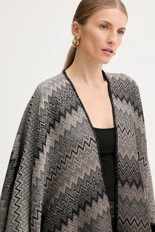 Missoni poncho wełniane brązowy MA80WODA420