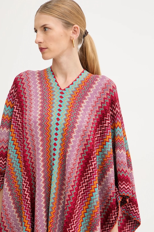 Missoni poncho z dodatkiem wełny czerwony POQYWMDA224