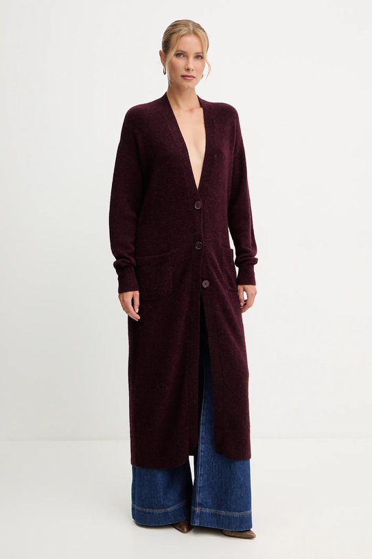 Patrizia Pepe cardigan cu alpaca uni burgundia 2K0323.K293