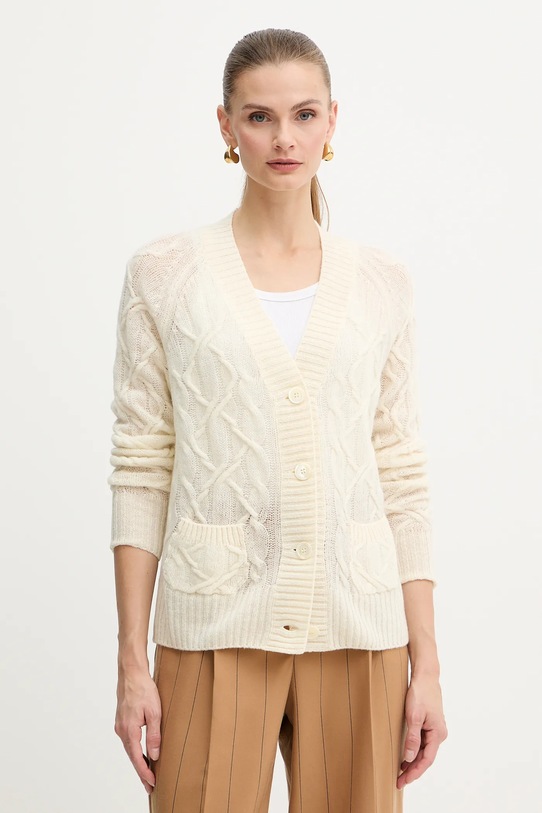 Ermanno Scervino gyapjú kardigán sima bézs D474N500DGE