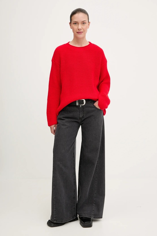 Пуловер с вълна American Vintage CRA18B червен AW25
