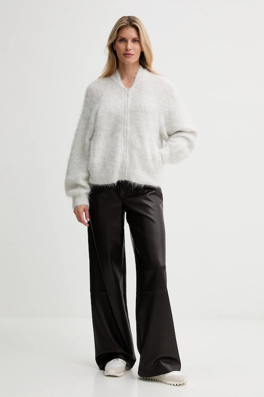 American Vintage kardigan z dodatkiem alpaki NIB19A szary AW25