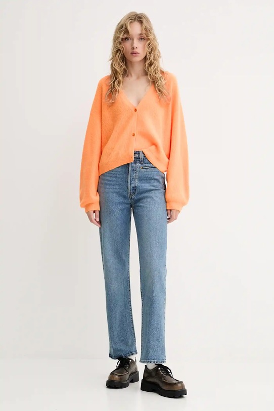 American Vintage cardigan de lână RAX19C portocaliu AW25