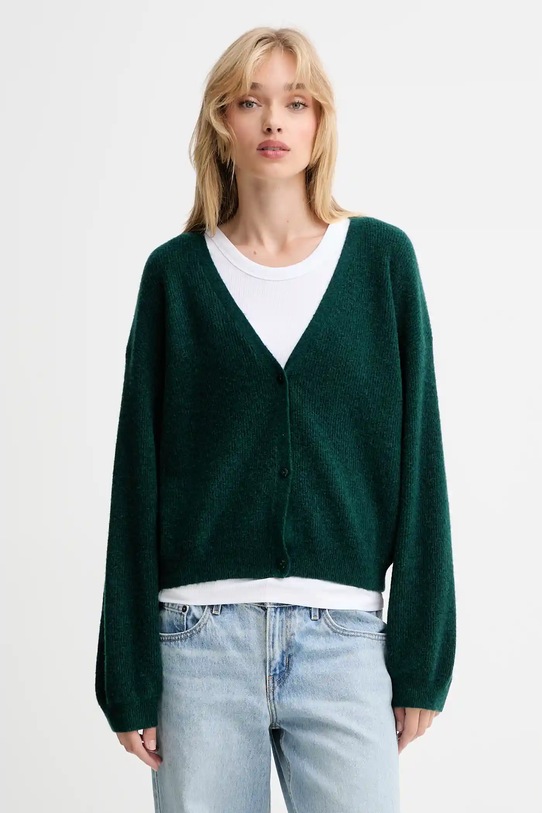 American Vintage cardigan de lână uni turcoaz RAX19C