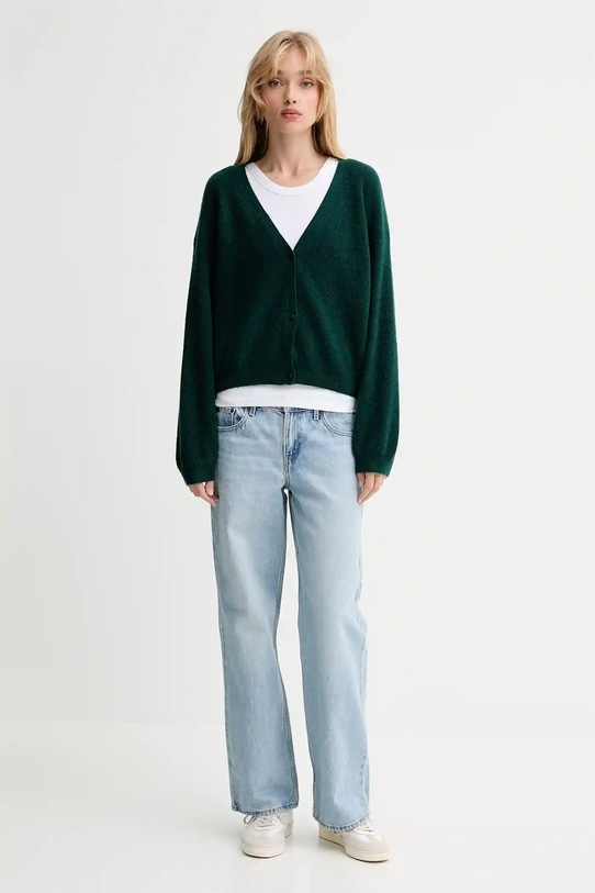 American Vintage cardigan de lână RAX19C turcoaz AW25