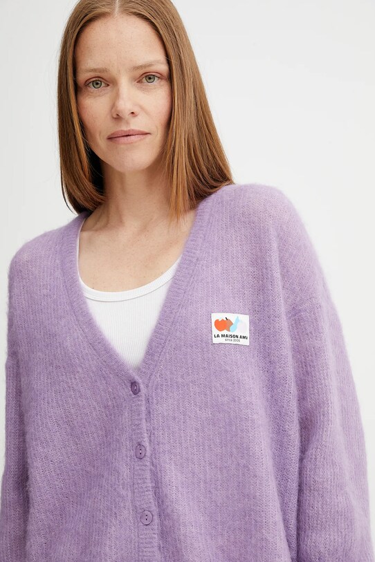 American Vintage cardigan din lână violet NEN19A