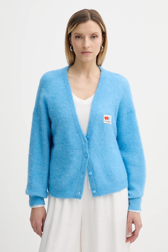 Vlněný kardigan American Vintage vlna modrá NEN19A
