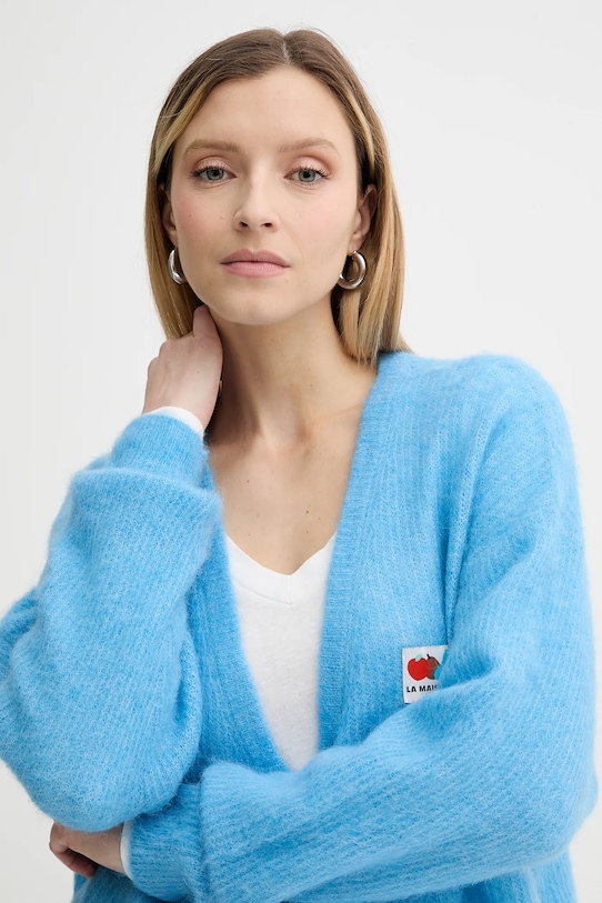 Vlněný kardigan American Vintage modrá NEN19A