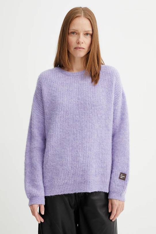 American Vintage sweter z domieszką wełny okrągły fioletowy EAST18U