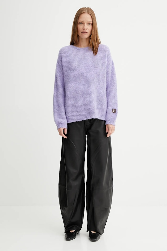 American Vintage sweter z domieszką wełny EAST18U fioletowy AW25