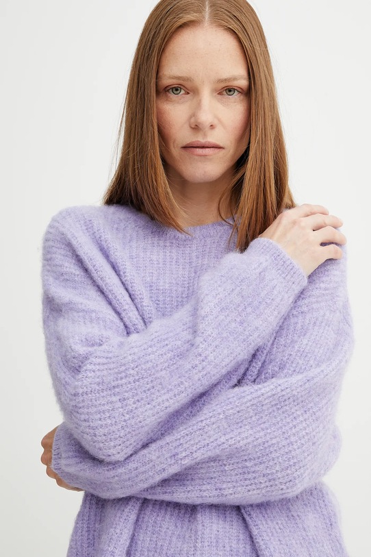 American Vintage sweter z domieszką wełny fioletowy EAST18U