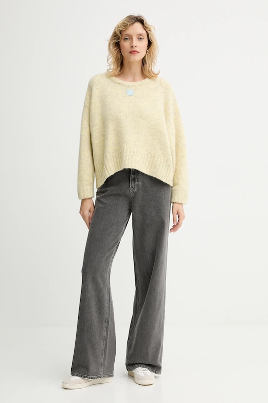 American Vintage sweter z dodatkiem wełny EAST18VM żółty AW25