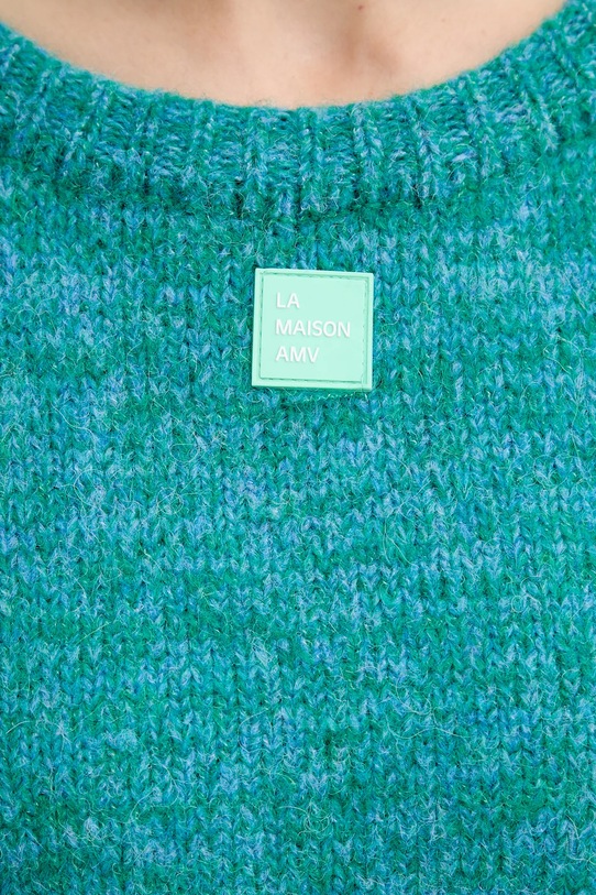 American Vintage sweter z dodatkiem wełny EAST18VM turkusowy